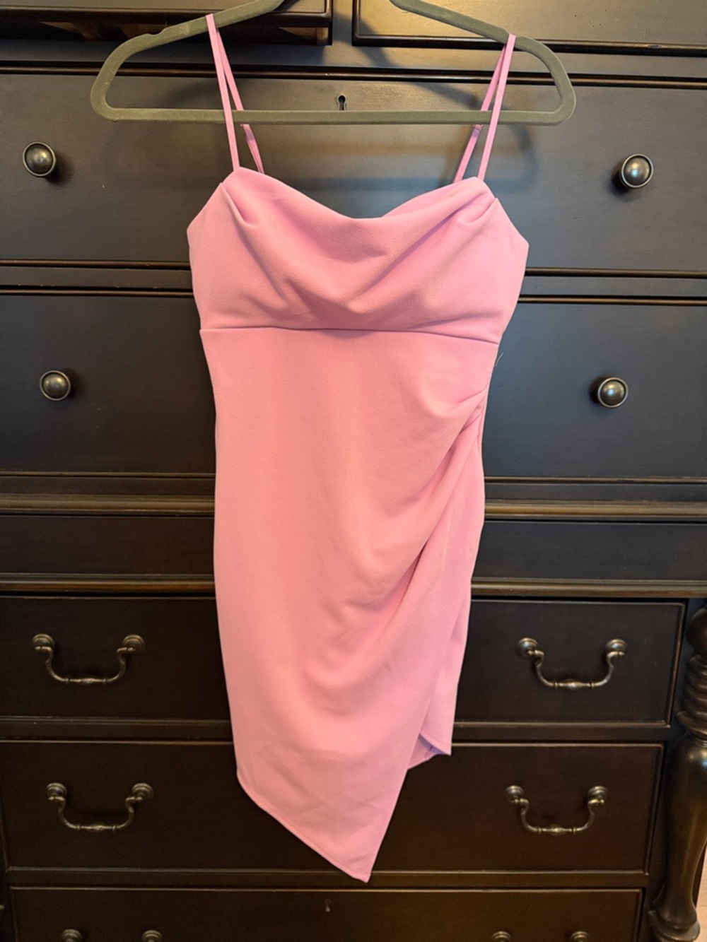 Emerald Sundae Pink Cowl Neck Spaghetti Strap Mini Dress